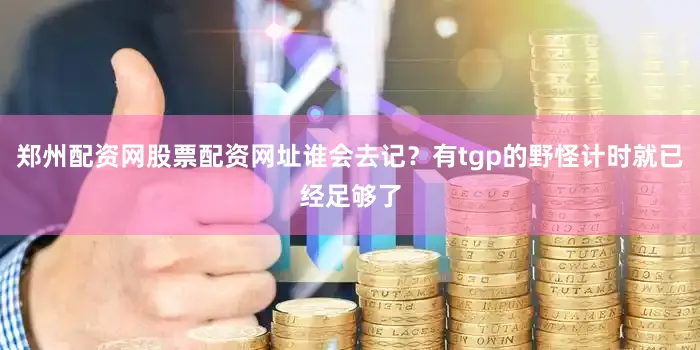 郑州配资网股票配资网址谁会去记？有tgp的野怪计时就已经足够了